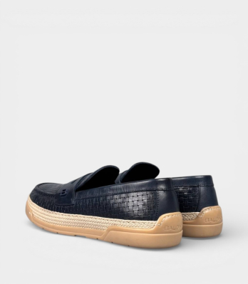 Вид на темно-сині плетені лофери Baldinini чоловічі з логотипом B