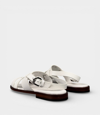 Чоловічі сандалі Doucal's D705 білі шкіряні, вид ззаду