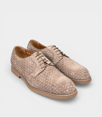 Чоловічі туфлі Doucal's плетені замшеві бежеві вид спереду