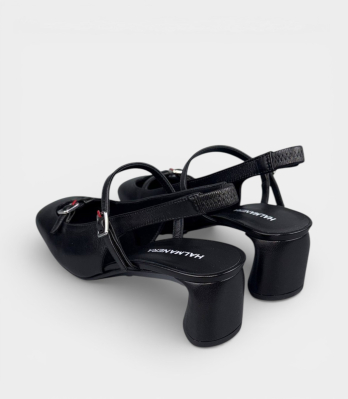 Італійські туфлі HALMANERA Mary Jane чорні на chunky heel вид ззаду