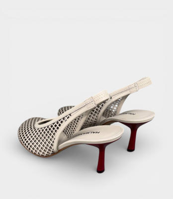 Італійські туфлі HALMANERA перфорована шкіра бежеві з бордовим підбором