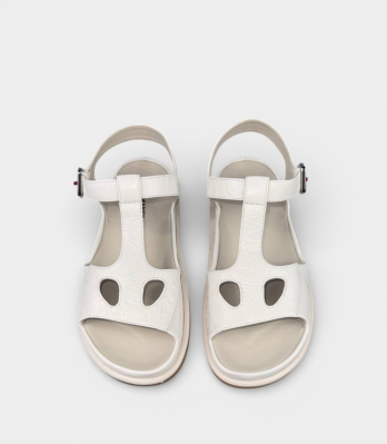 Жіночі босоніжки HALMANERA білі шкіряні під крокодила вид зверху