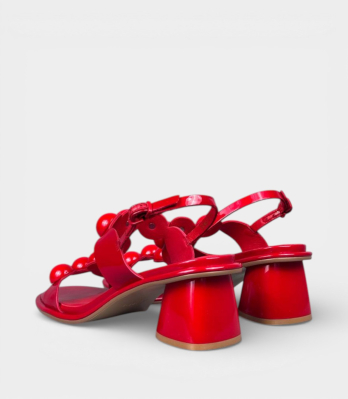 Босоніжки JEANNOT лакир червоні з масивним підбором пара ззаду