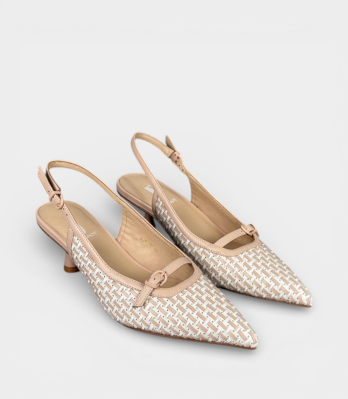 Туфлі JEANNOT бежеві плетені на низькому підборі пара