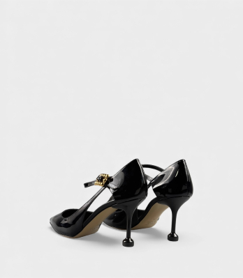 Вид ззаду на жіночі лаковані туфлі Ninalilou Mya Black