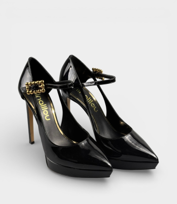 Туфлі Ninalilou чорні лакові Mary Jane на високій платформі та шпильці італійський бренд
