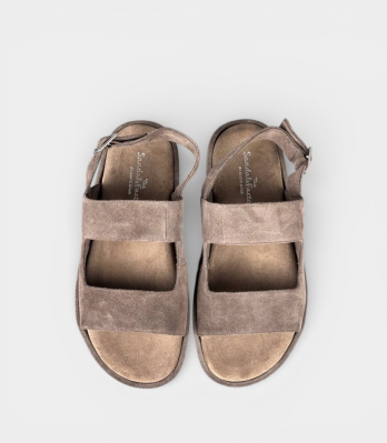 Чоловічі бежеві замшеві сандалі Sandals Factory Double Strap made in Italy вид зверху