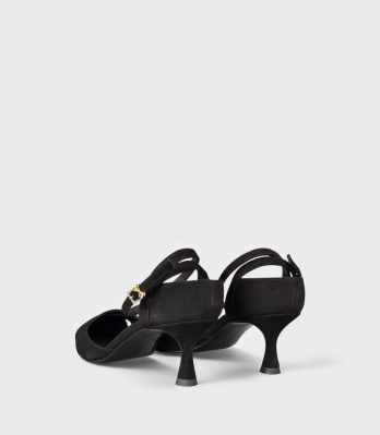 Жіночі туфлі Sergio Levantesi чорні замшеві вид ззаду з пряжкою