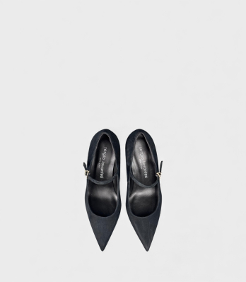 Жіночі чорні замшеві туфлі Sergio Levantesi вид зверху з брендовою стелькою