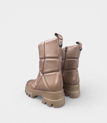 Чоботи STOKTON бежеві chunky платформа ззаду вид на підошву