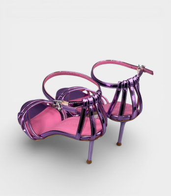 іночі вечірні босоніжки Sergio Levantesi фіолетові переливчасті пара