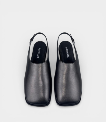 Сабо Premiatа чорні шкіряні вид зверху з квадратним мисом